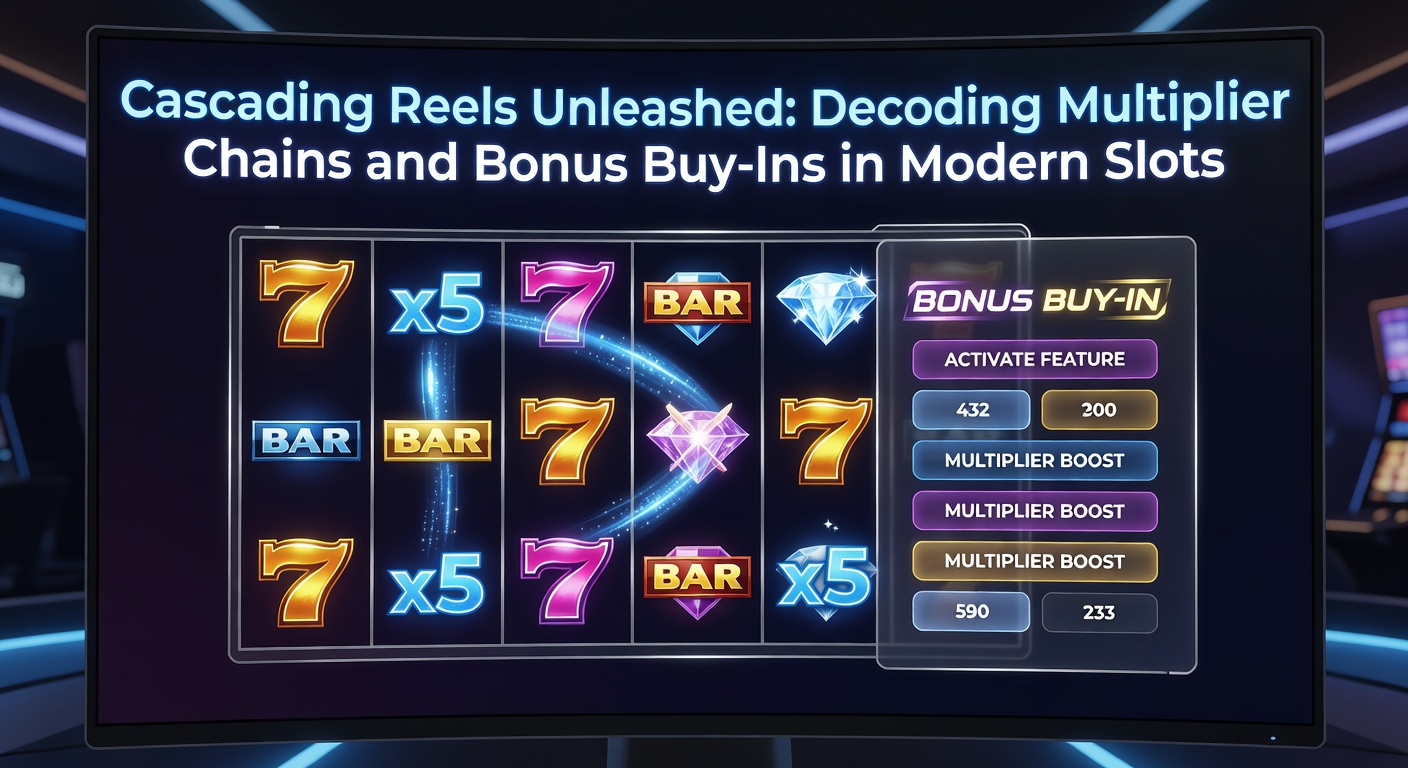 Vibrant slot reels cascading with colorful symbols and glowing multipliers building in a chain reaction