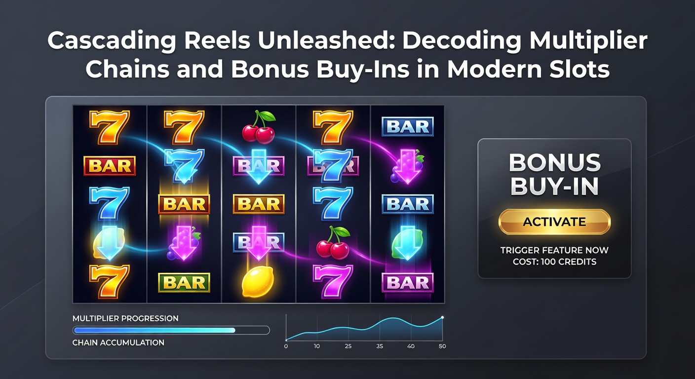 Animated slot screen showing a multiplier chain exploding across cascading reels with bonus symbols activating