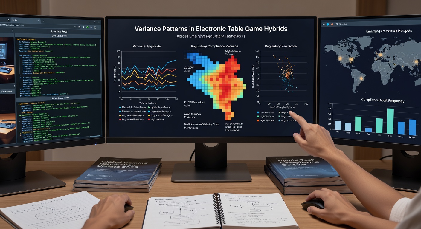 Regulatory dashboard showing variance distribution charts for electronic table game hybrids