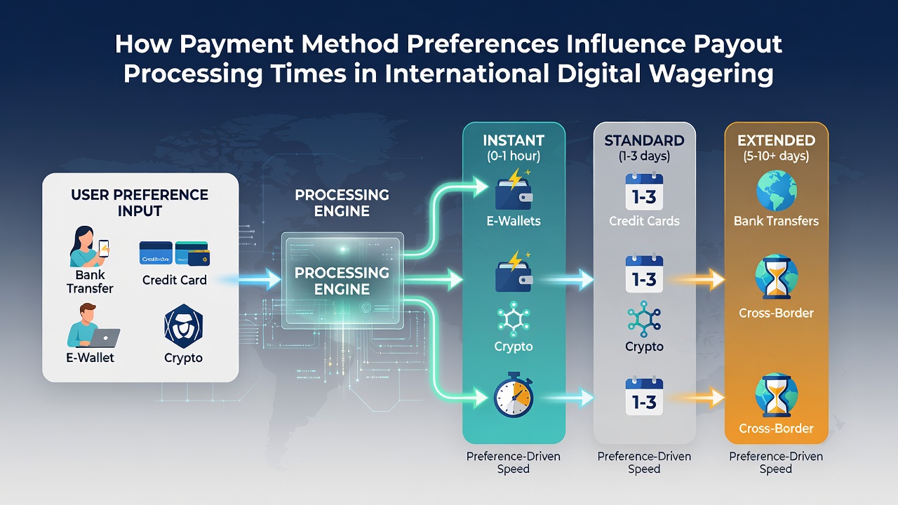 Comparison chart of payout speeds by payment method in international wagering