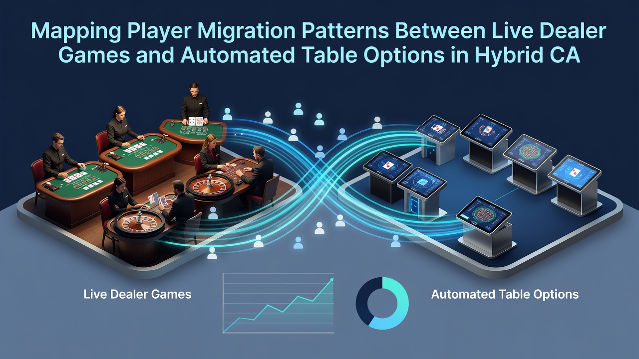 Heatmap visualization of player movement between live and automated table sections over a typical weekend