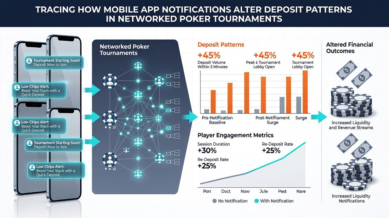 Analytics dashboard displaying deposit spikes aligned with poker notification timestamps