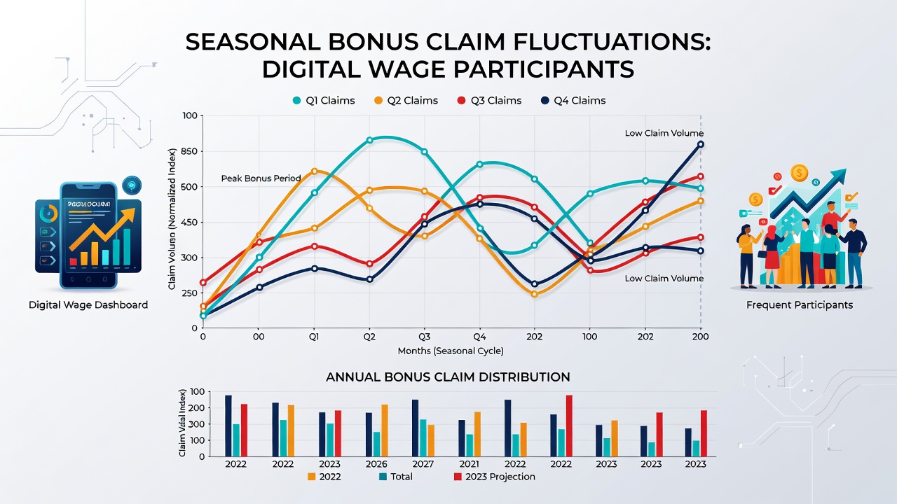 Infographic illustrating monthly bonus claim volumes segmented by player frequency tiers in online wagering environments